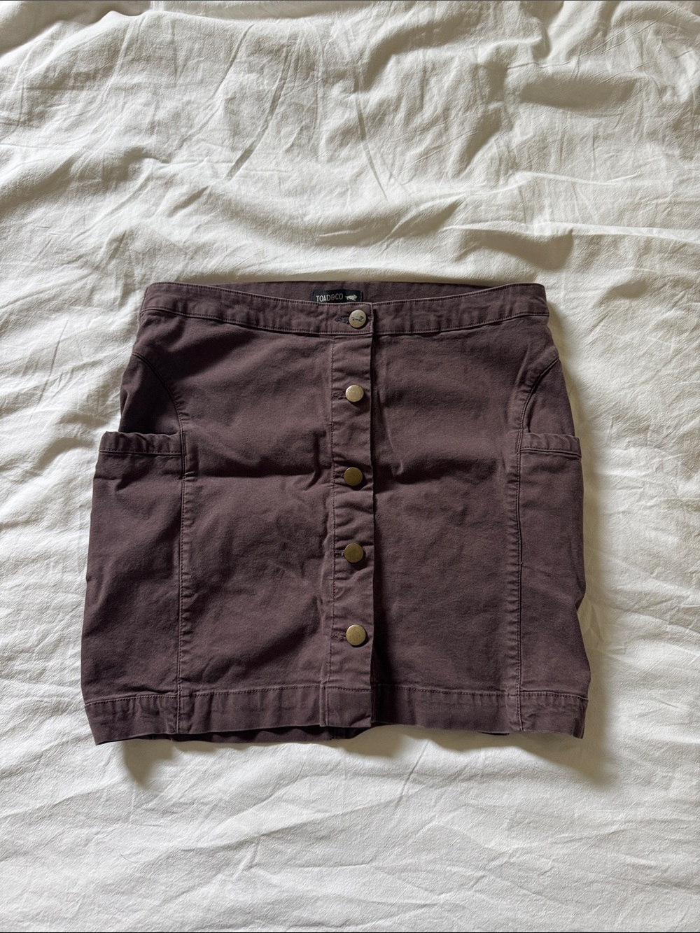 Toad&Co Chocolate Brown Button-Front Mini Skirt